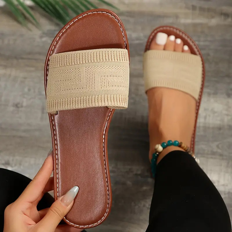 Lightweight Slides Women s Flat Solid Color Casual Knitted - Temu | Temu Affiliate Program