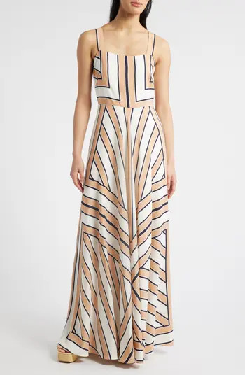 Eliza J Stripe Scarf Sleeveless Maxi Dress | Nordstrom | Nordstrom