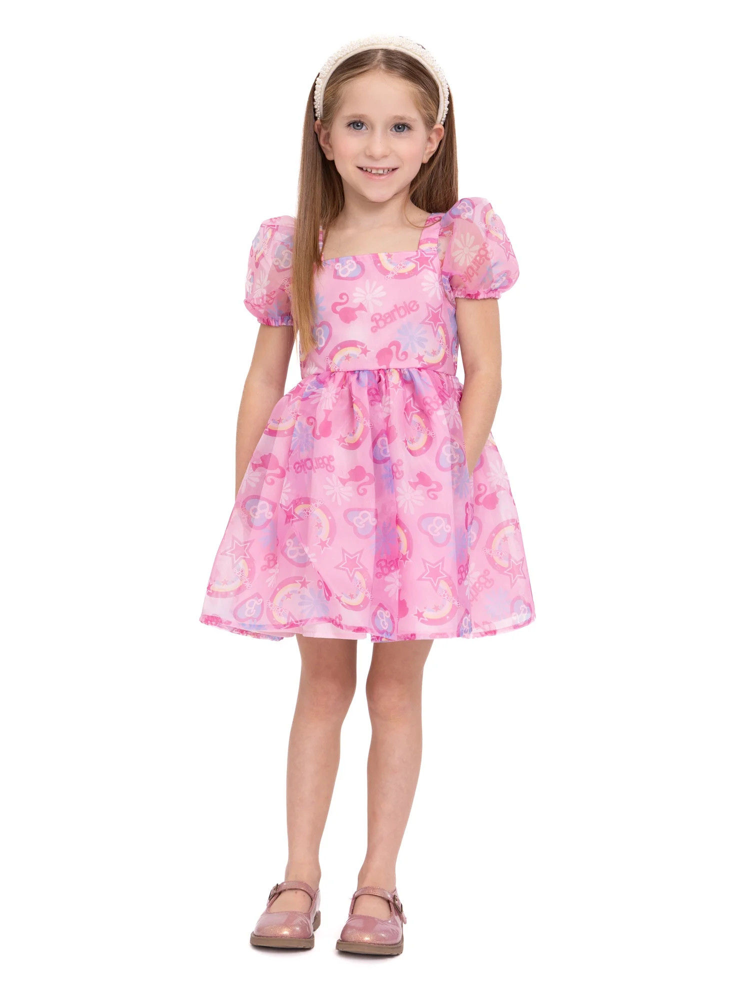 Barbie Toddler Girl Puff Sleeve Dress, Sizes 12M-4T | Walmart (US)
