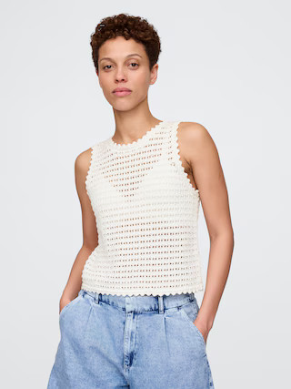 100% Cotton Crochet Tank Top | Banana Republic (US)