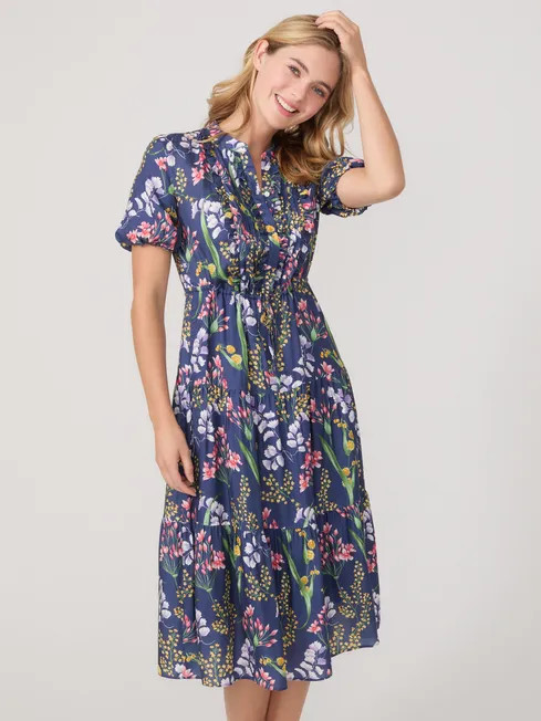 Harper Silk Dress in Sprig | J.McLaughlin