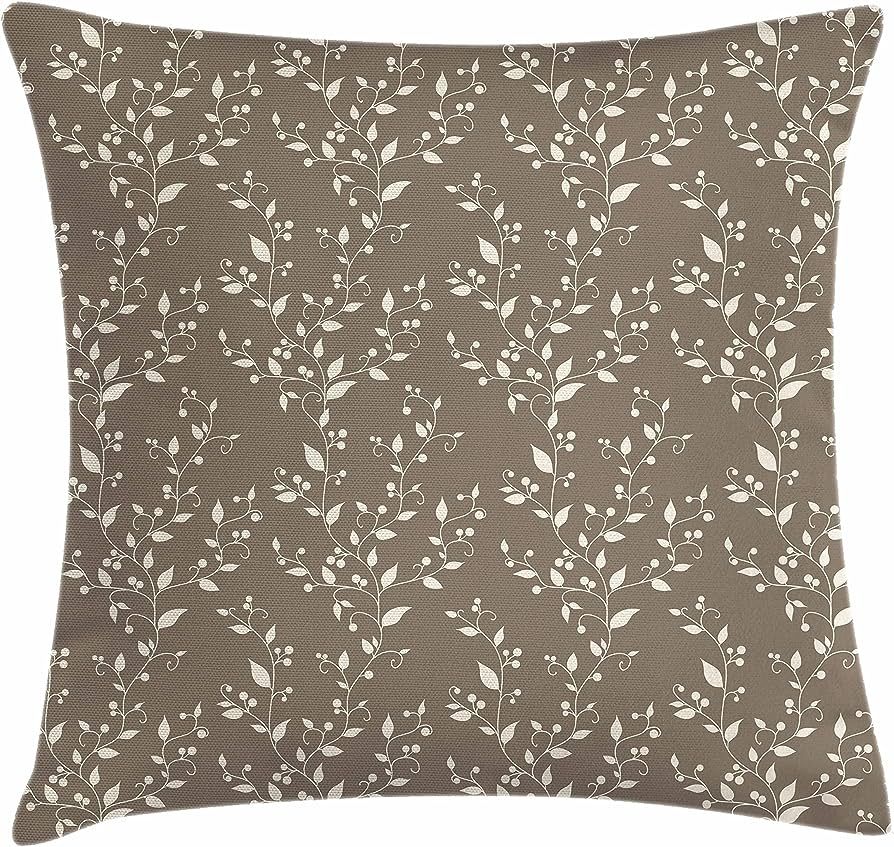 Ambesonne Floral Throw Pillow Cushion Cover, Nature Inspirations Pattern Branches Leaves and Berr... | Amazon (US)