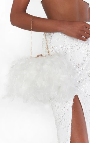 Fae Faux Feather Purse ~ White | Show Me Your Mumu