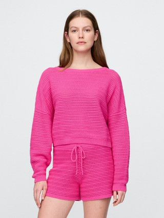 Crochet Boatneck Crop Sweater | Gap (US)