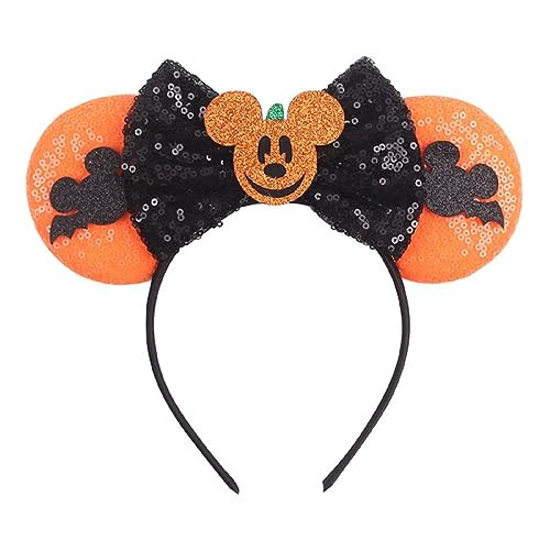 LSHDXD Halloween Glitter Sequin Spider Web Headband with Bow, Cat Ears and Hoop for Women (yellow) | Amazon (US)