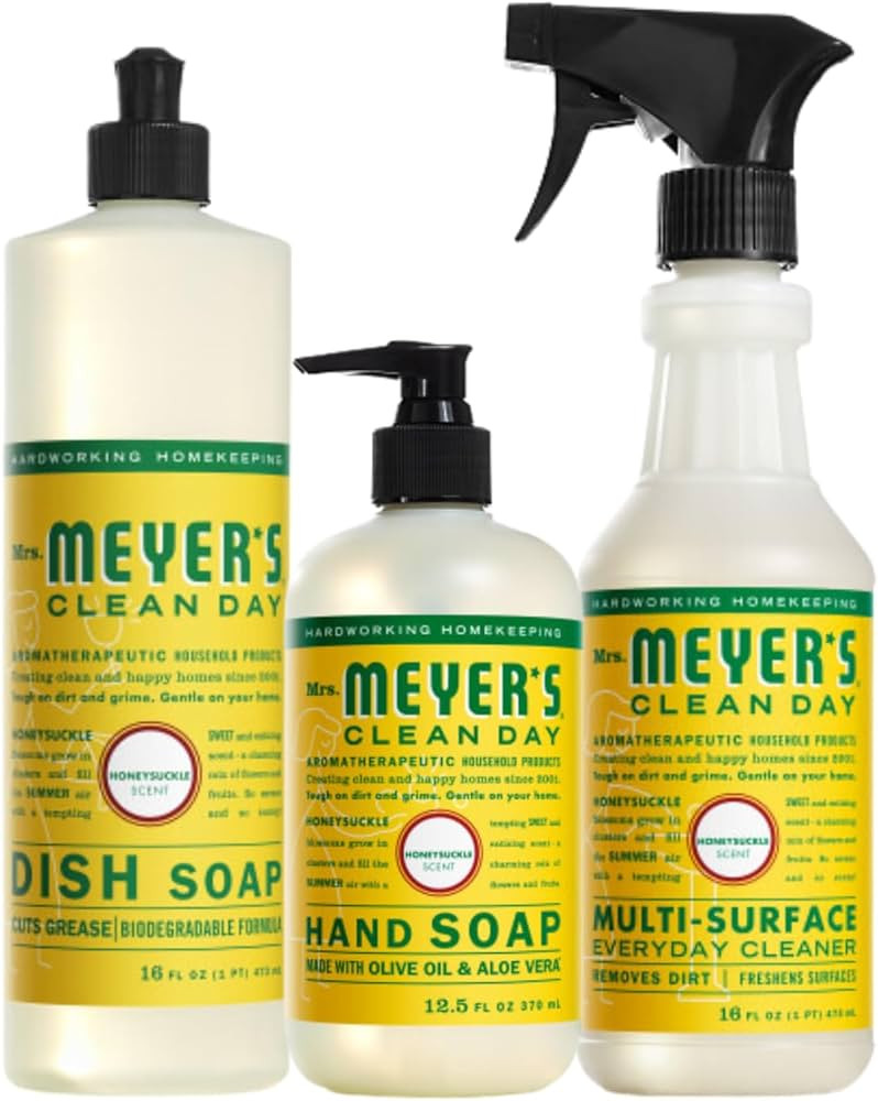 Mrs. MEYER'S Kitchen Set, Dish Soap, Hand Soap, and Multi-Surface Cleaner, 3 CT (Honeysuckle) | Amazon (US)
