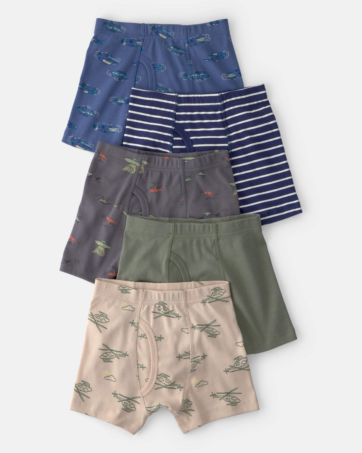 Boys 5-Pack Dino Boxer Brief Underwear - Green/Blue/Tan | Carter's | Carter's Inc