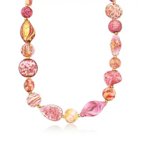 Ross-Simons Italian Pink and Gold Murano Glass Bead Necklace in 18kt Gold Over Sterling for Female A | Walmart (US)