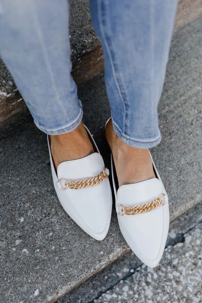 Dee Croc Bar White Mules | The Pink Lily Boutique