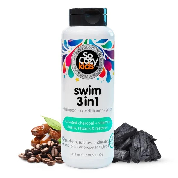 SoCozy Kid's Swim 3-in-1 Shampoo Conditioner Body Wash for All Hair Types, with Activated Charcoa... | Walmart (US)