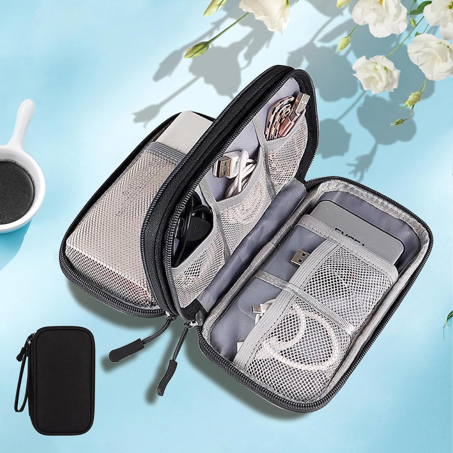 Electronics Organizer Travel Case, Travel Cable Organizer Bag, Earbud Case, Can Store U Disk, Cha... | Amazon (US)