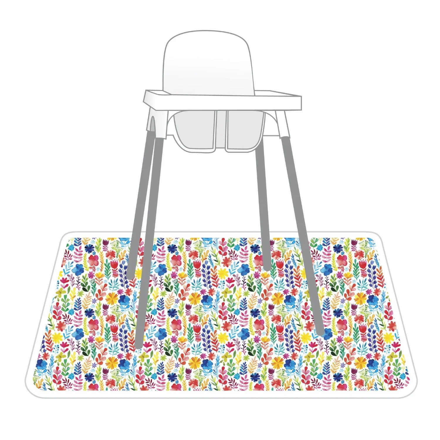 Rainbow Watercolor Floral Splash Mat - A Waterproof Catch-All for Highchair Spills and More! | Shop.app