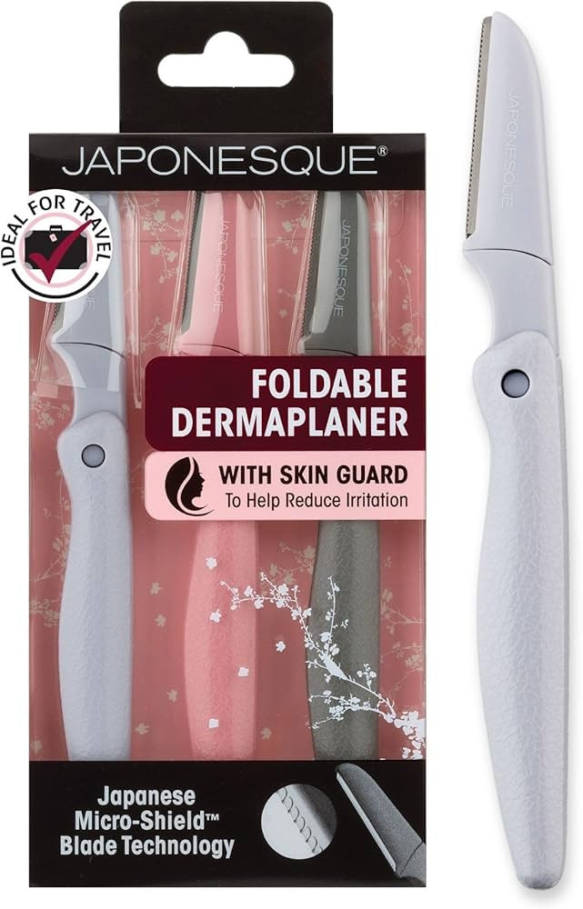 JAPONESQUE Foldable Dermaplaner Facial Razors - 3 Piece Set, Eyebrow And Facial Hair Razor Kit - ... | Amazon (US)