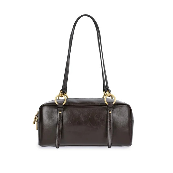 Scoop Women's Faux Suede Top Handle Shoulder Bag, Brown | Walmart (US)