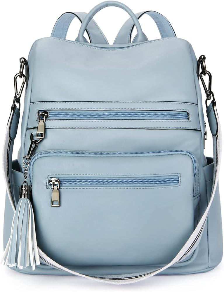 Telena Womens Backpack Purse Vegan Leather Large Travel Backpack College Shoulder Bag with Tassel | Amazon (US)