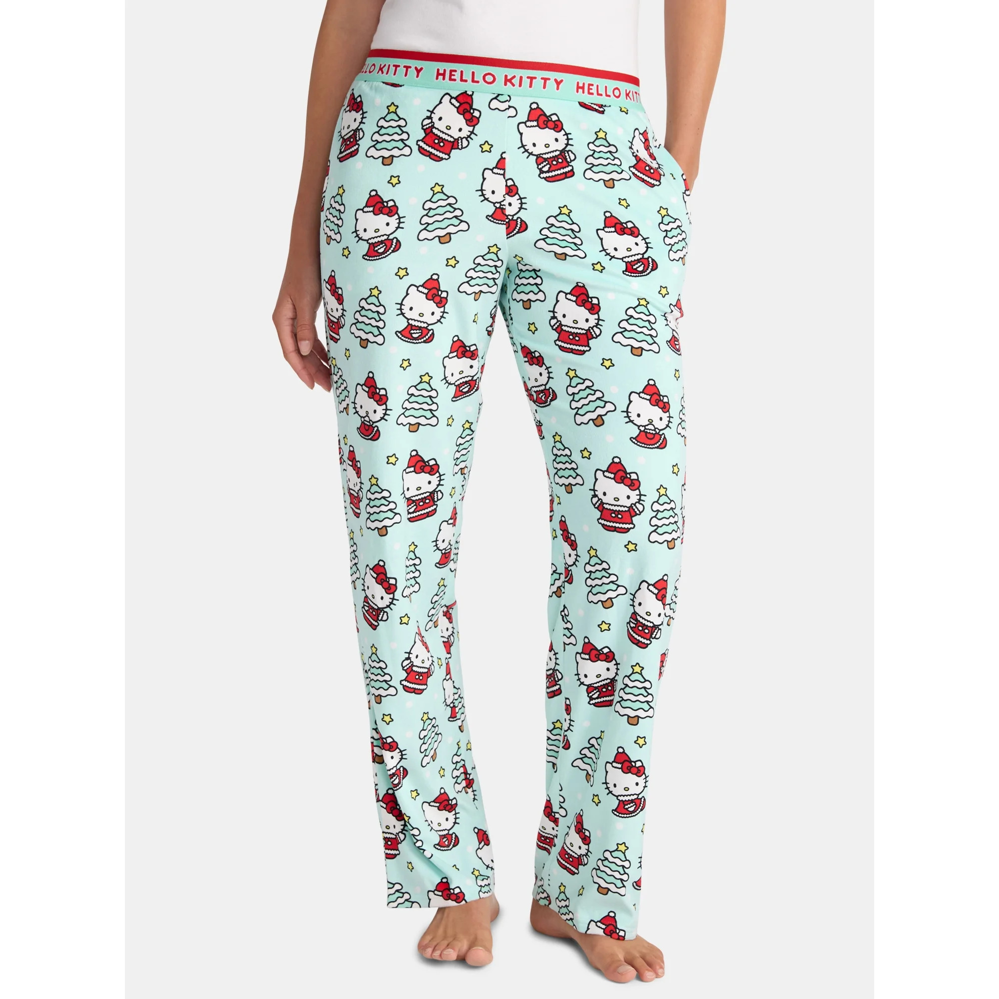 Hello Kitty Women's and Women's Plus Christmas Print Velour Sleep Pants, Sizes XS-3X | Walmart (US)
