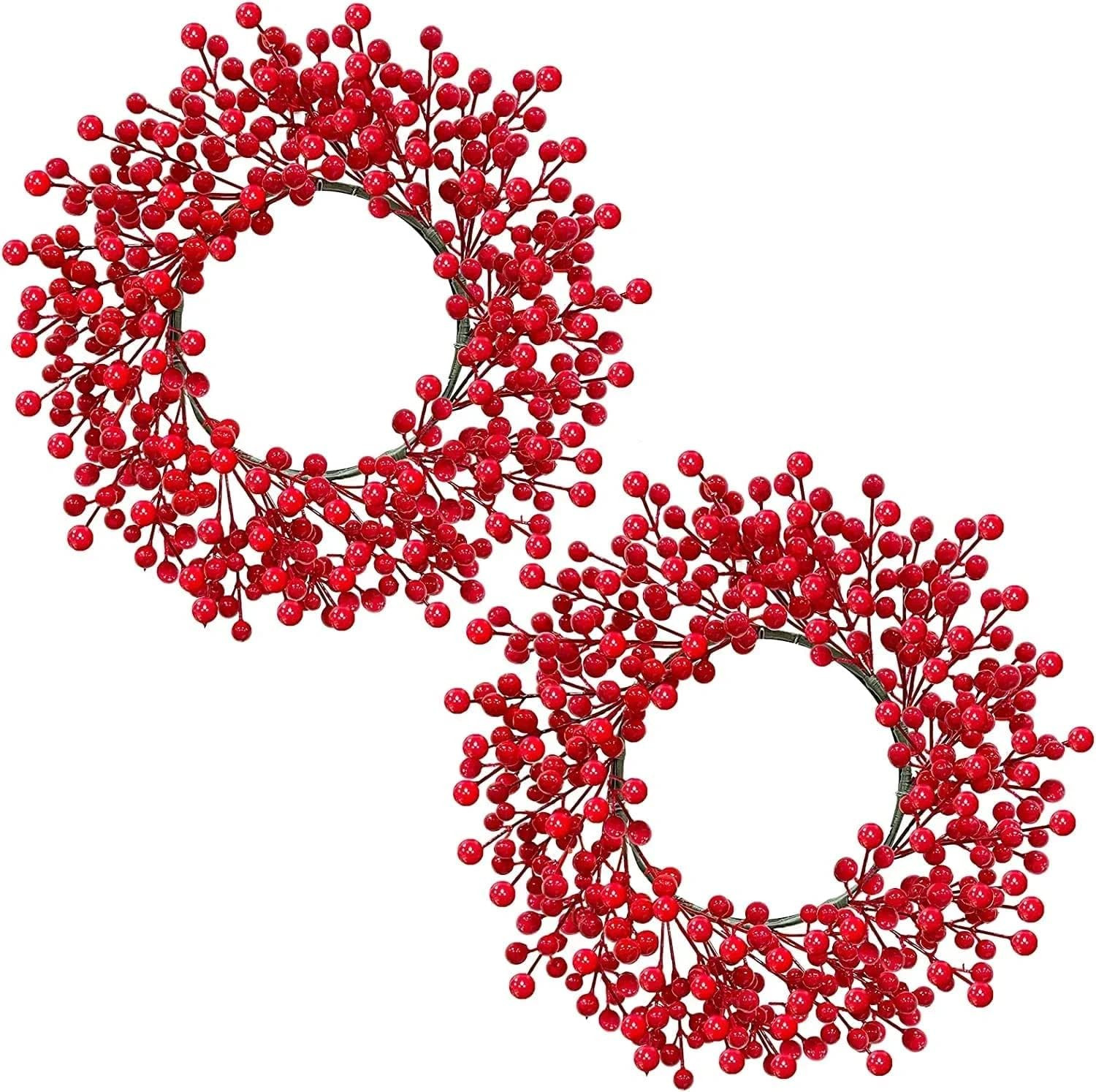 TURNMEON 2 Pack Valentines Red Berry Wreath for Front Door Valentine's Day Decoration 392 Red Ber... | Amazon (US)