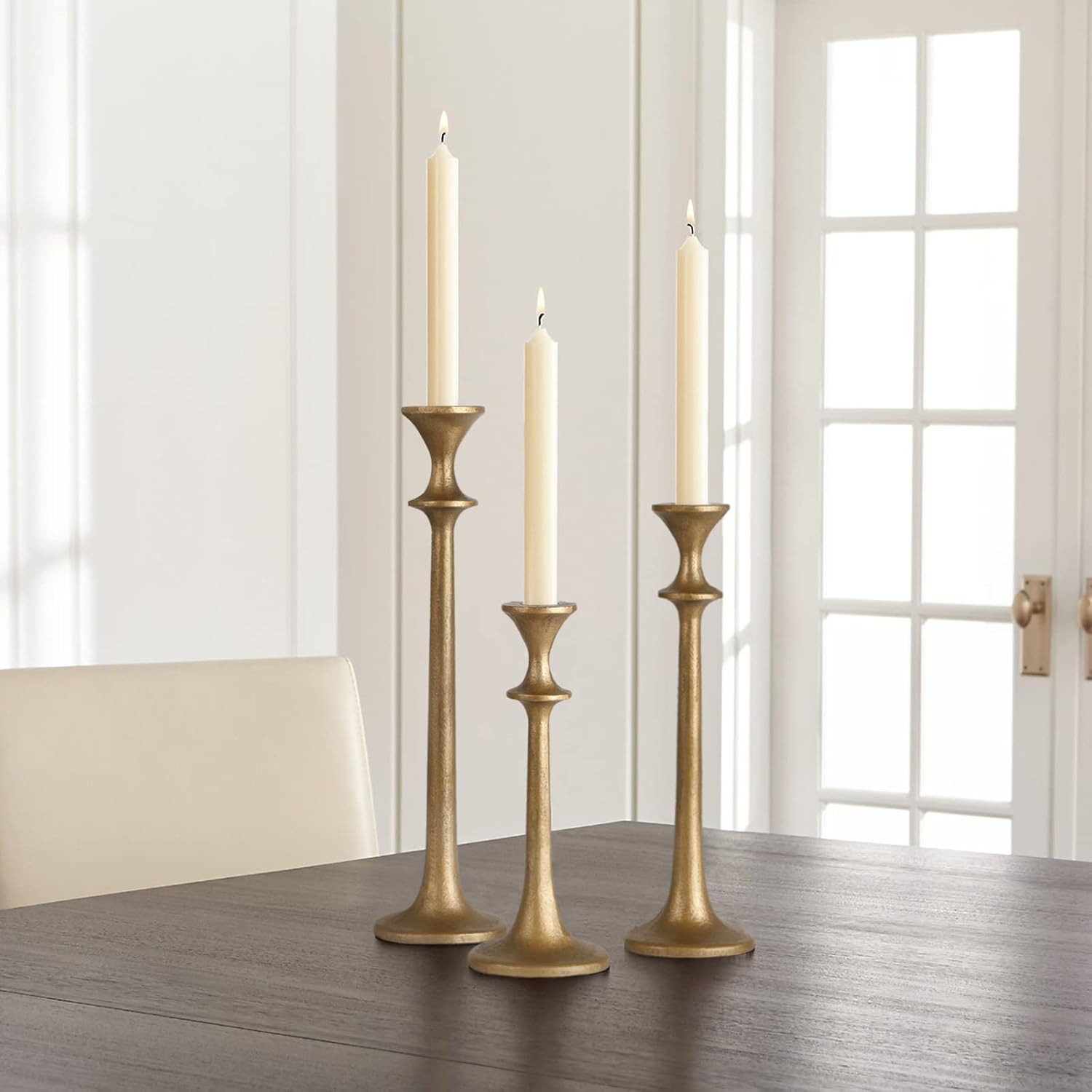 Iron Taper Candle Holder - Set of 3 Decorative Candle Stand - Candlestick Holder for Wedding, Din... | Amazon (US)