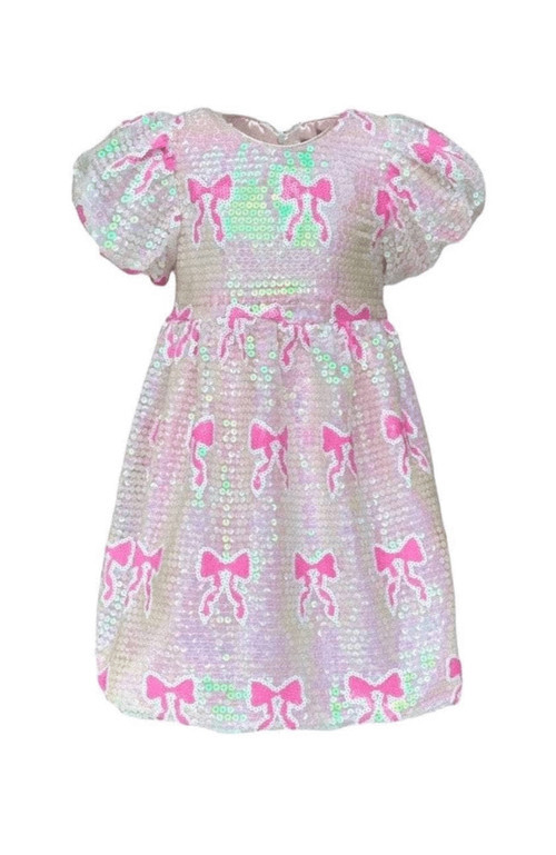 Lola + The Boys Sequin Bow Dress in Pink Sequin at Nordstrom, Size 10 | Nordstrom