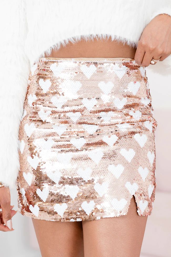With All My Heart Gold Sequin Heart Skirt | Pink Lily