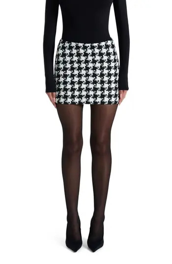 Naked Wardrobe Houndstooth Check Tweed Miniskirt in Houndstooth Black/White at Nordstrom Rack, Size Small | Nordstrom Rack
