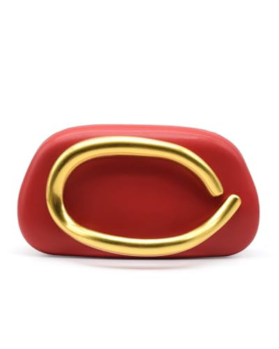 Red Evening Clutch Purse for Women Formal, PU Leather Wedding Guest Clutch Metal Chain Shoulder Bag, Crossbody Purse for Party Prom | Amazon (US)