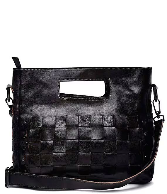 Orchid Studded Woven Leather Satchel Bag | Dillard's