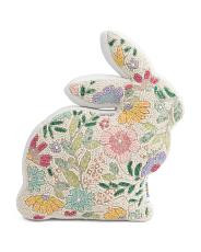 Made In India 16x16 Beaded Floral Figural Bunny Pillow | TJ Maxx