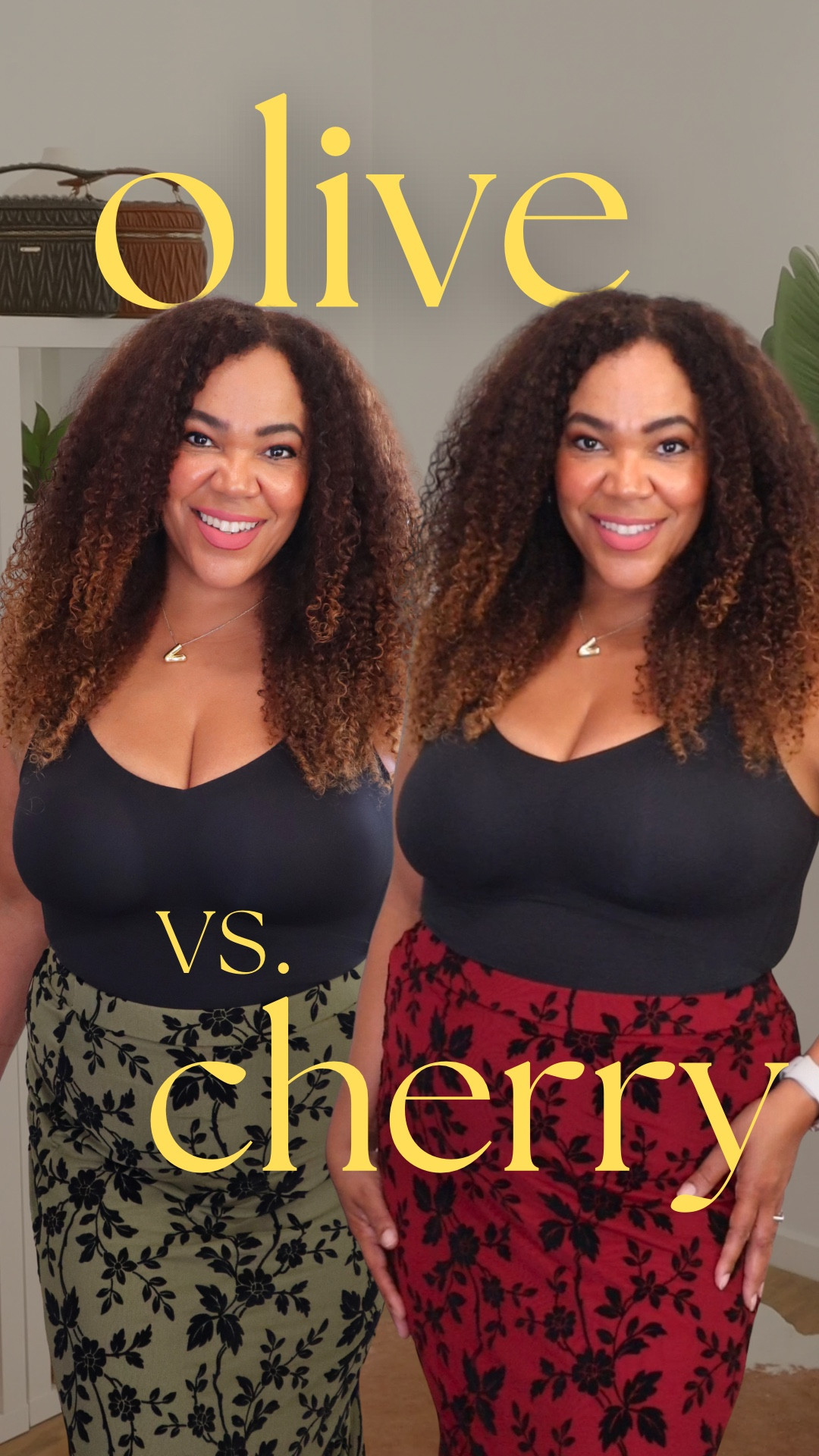 Olive 🫒 vs. Cherry 🍒 in this stretchy mermaid 🧜🏽‍♀️ skirt! So pretty, right?! Got a size large 

Wearing my @honeylove LiftWear Tank in a size xl. 💥Listen 👋🏾 Use my promo code link for 20% off!! #honeylovepartner

Promo code link 🫶🏾 https://checkout.honeylove.com/VRODRIGUEZ  

#LTKHoliday #LTKOver40 #LTKMidsize