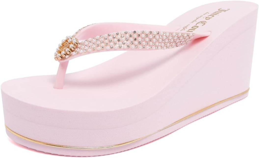 Juicy Couture Women’s Wedge Platform Flip Flops, Fashion Beach Sandals with Soft Footbed and Th... | Amazon (US)