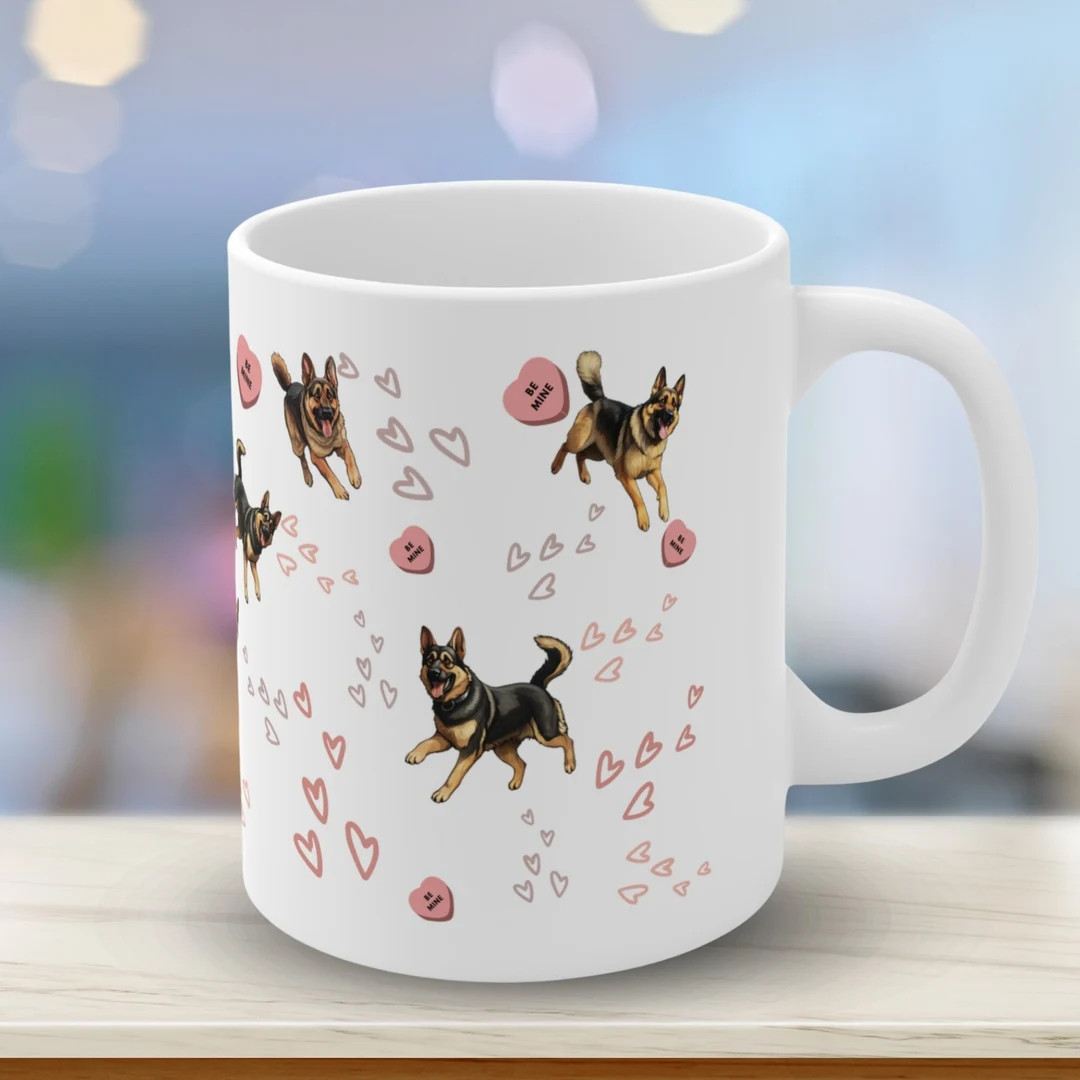 German Shepherd Dog Valentines Day Candy Hearts Coffee Mug Gift for Shepherd Breed Lovers Valenti... | Etsy (US)