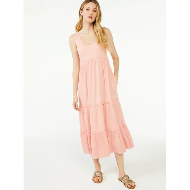 Scoop Women's Sleeveless Tiered Midi Sundress | Walmart (US)