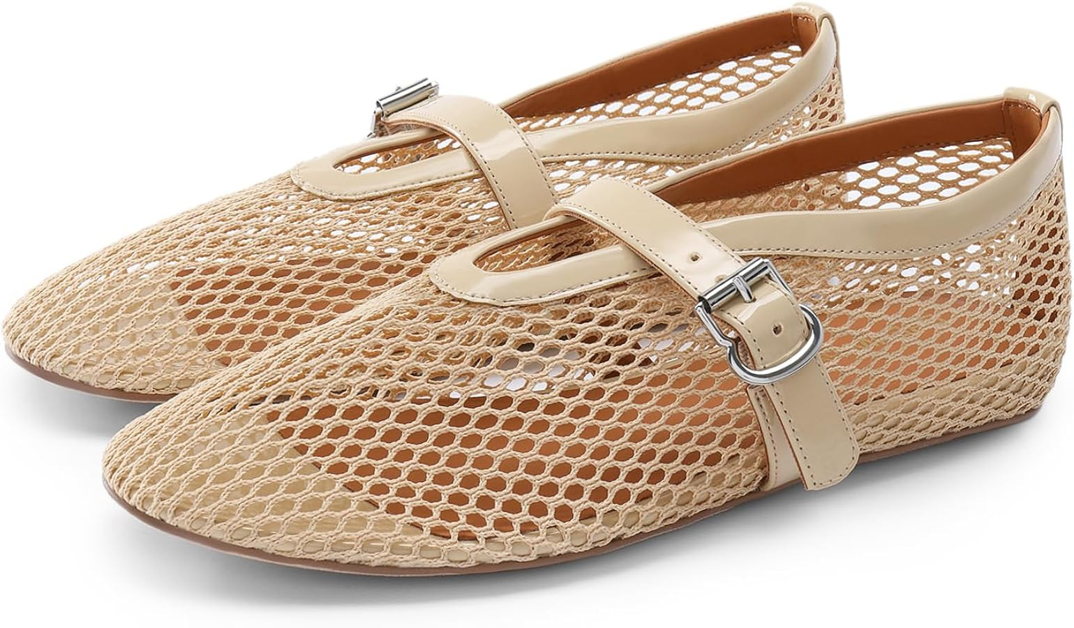 DREAM PAIRS Women's Mesh Ballet Flats Dressy Round Toe Comfortable Mary Jane Flat Shoes with Buck... | Amazon (US)