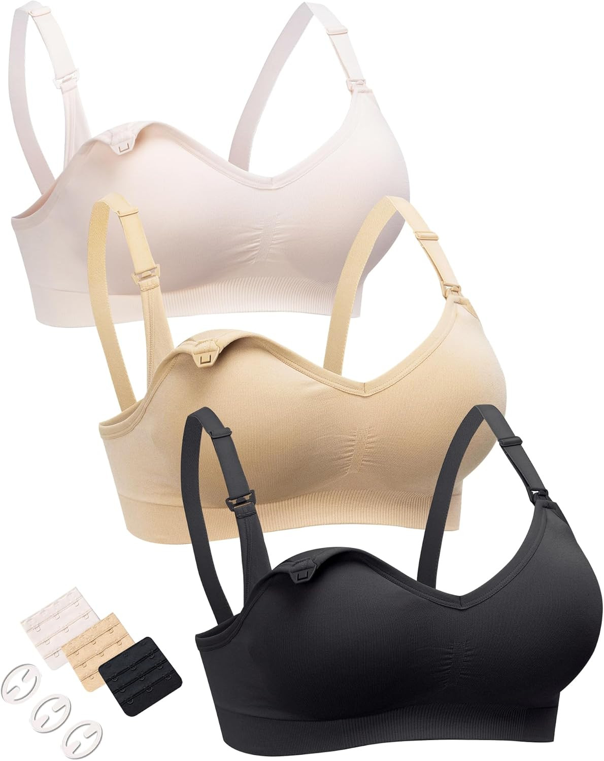 HOFISH Maternity Nursing Bra for Breastfeeding Pregnancy Wireless Bralette with Pads, Extenders &... | Amazon (US)