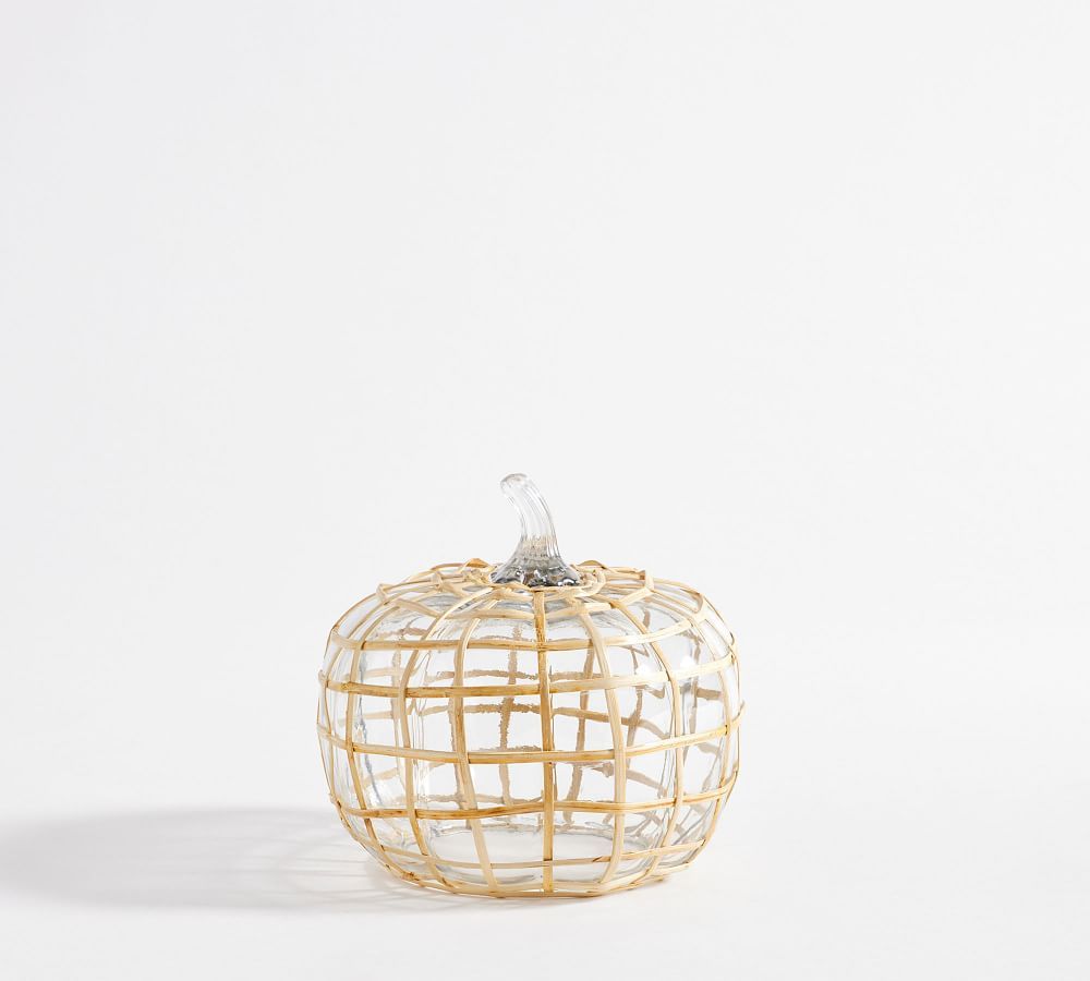 Palm Rattan Recycled Glass Pumpkins | Pottery Barn (US)