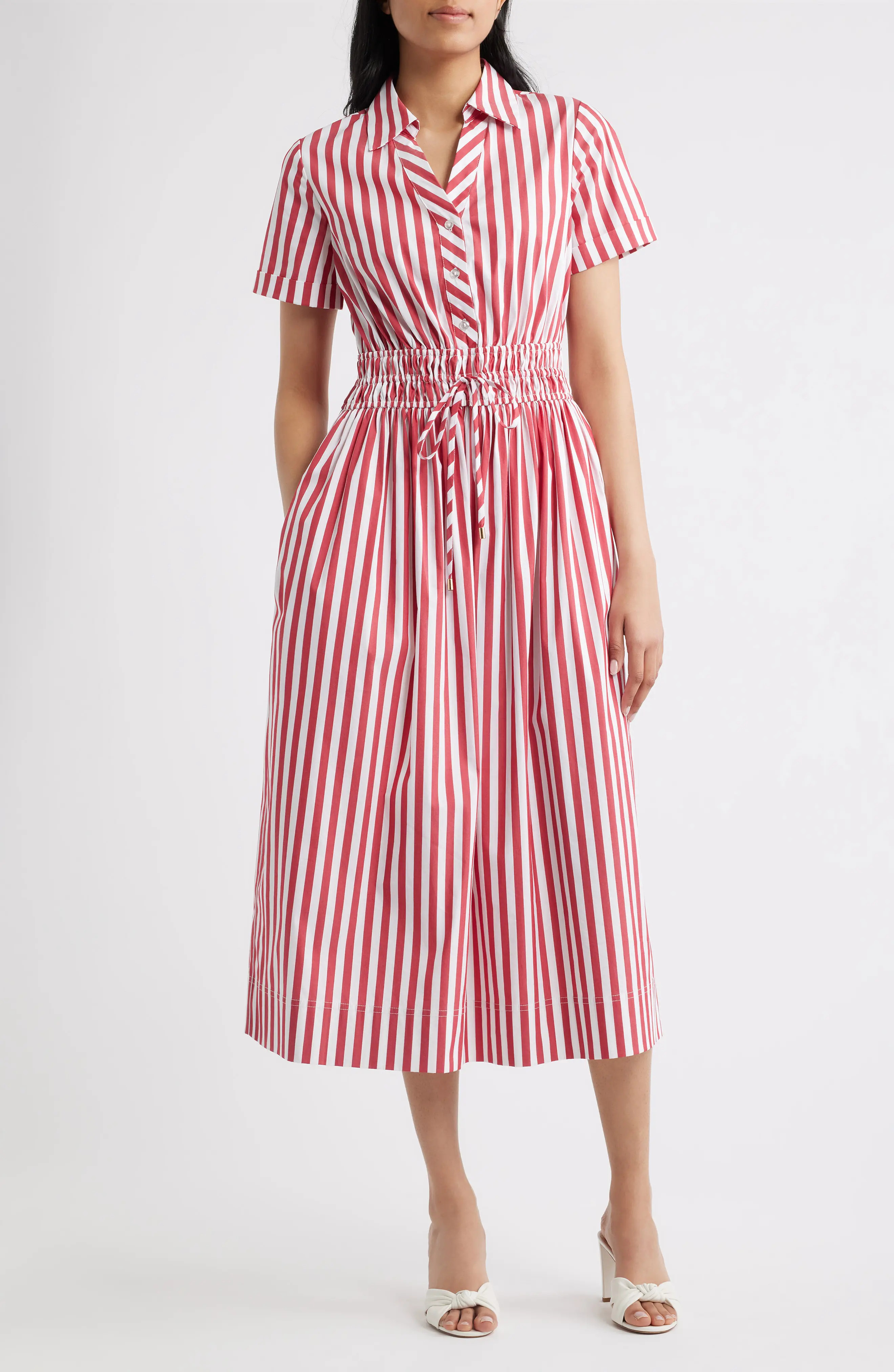 Stripe Cotton Blend Shirtdress (Women) | Nordstrom | Nordstrom