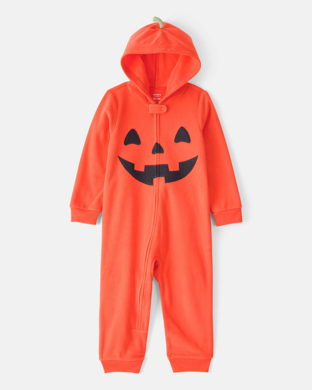 Toddler Halloween Jack-O-Lantern Fleece Hooded Zip-Up 1-Piece Pajama Jumpsuit - Orange - Carter's... | Carter's Inc