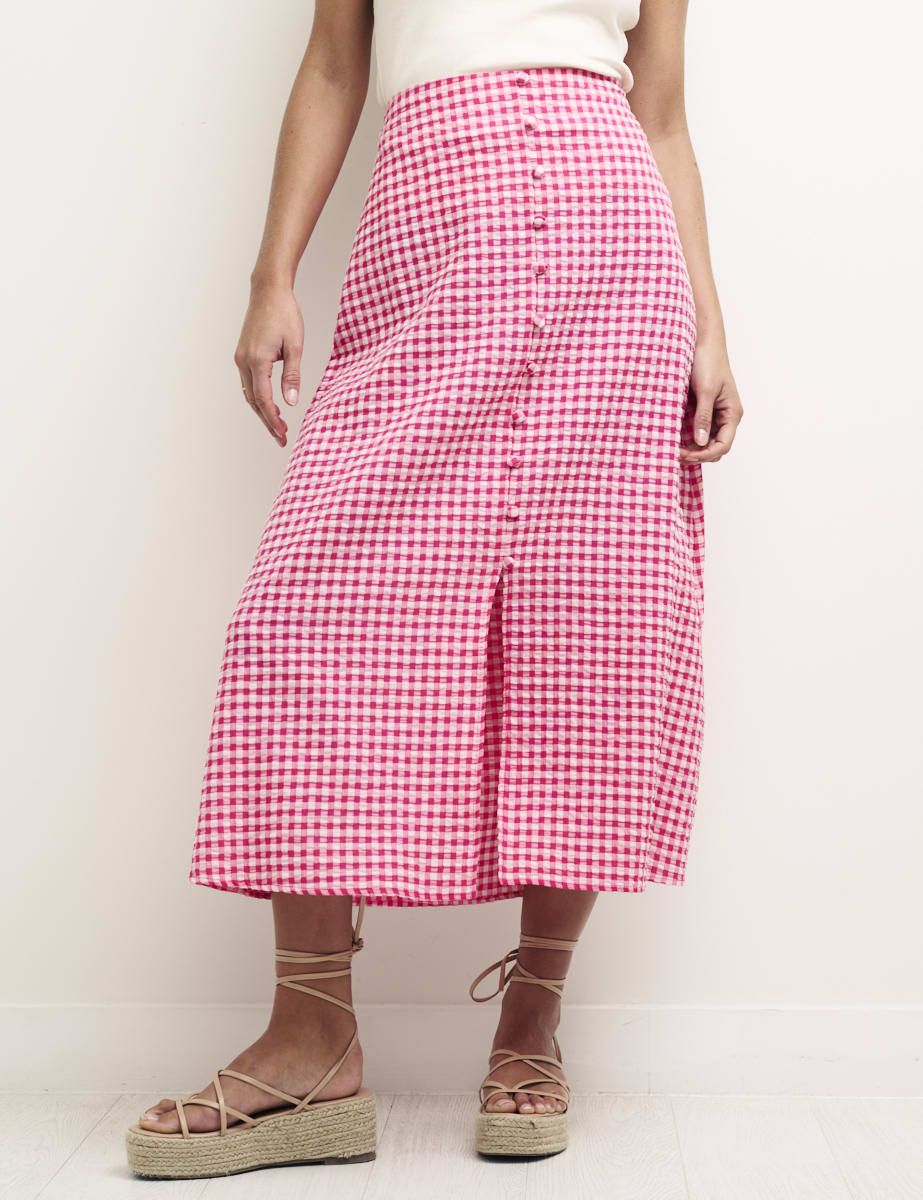 Pink Gingham Sadie Midi Skirt | Nobody's Child