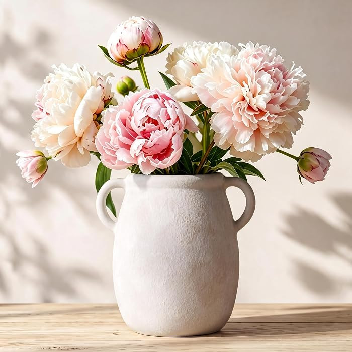 Ceramic Flower Vase with Handle, 7.9in Waterproof Farmhouse Table Rustic Vases, Large Flower Terr... | Amazon (US)