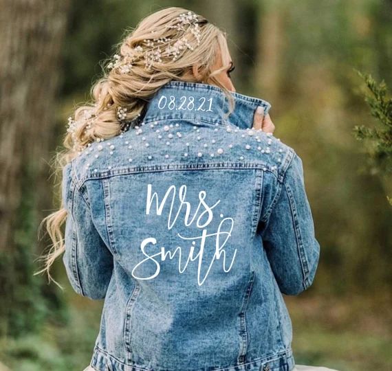 Pearl jean jacket, Custom Wedding bride jean jacket coat, Future Mrs Name Denim Jacket, Personali... | Etsy (US)