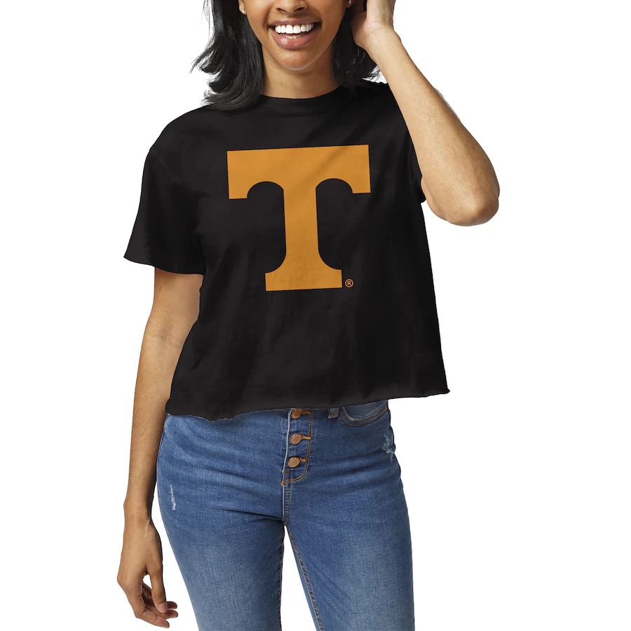 Tennessee Volunteers League Collegiate Wear Women's Clothesline Crop T-Shirt - Black | Fanatics