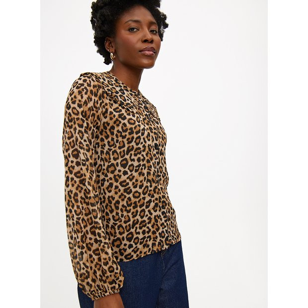 Leopard Print Sheer Collared Blouse 12 | Tu Clothing