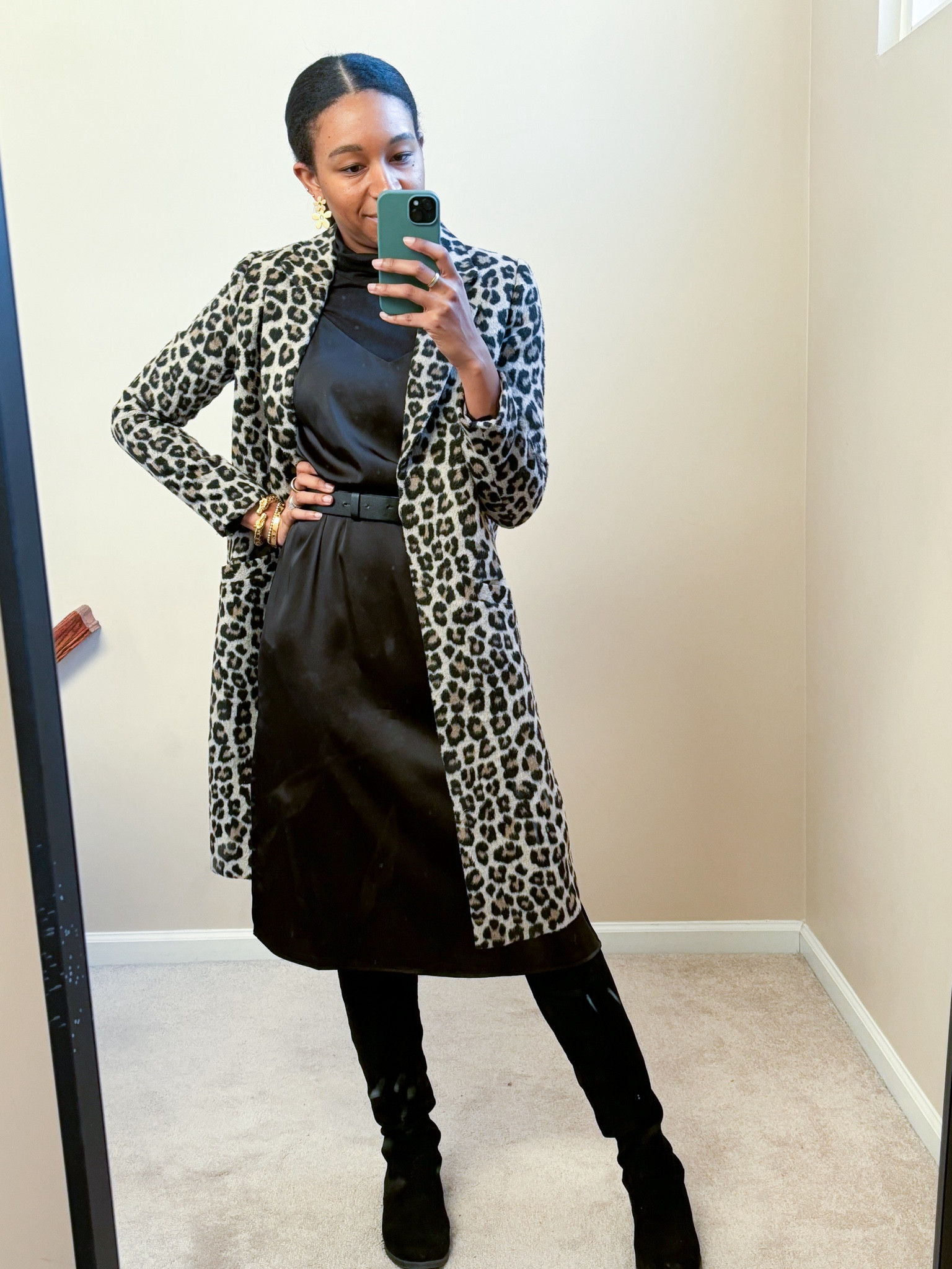 I love this satin dress for church. It’s so easy to layer with the most comfortable pairs of shoes. And of course we had to throw on a papa fun with this leopard trench.

#LTKSeasonal #LTKfindsunder100 #LTKstyletip