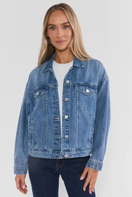 Carrie Rhinestone Denim Jacket | Avara