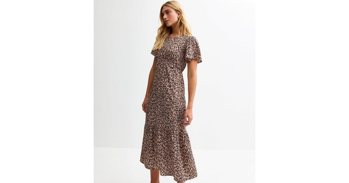 Brown Leopard Print Tiered Hem Midi Dress | New Look | New Look (UK)