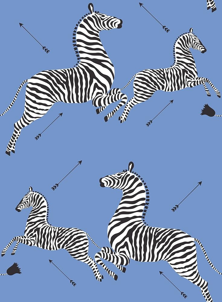 Scalamandre Azure Zebra Safari Peel & Stick Wallpaper, Blue | Amazon (US)