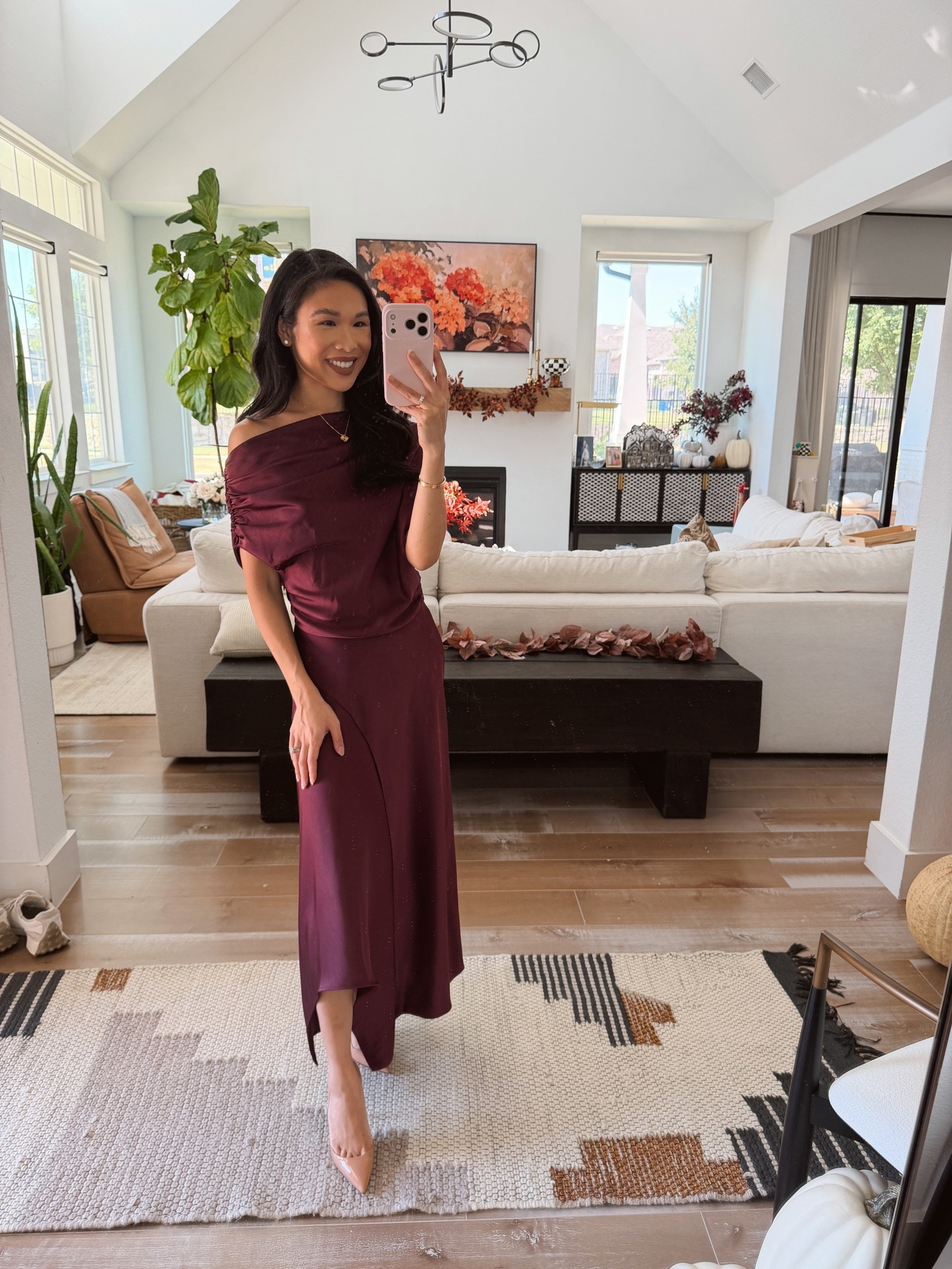 Beautiful wine colored dress that is great for the fall time as a wedding guest dress and more! Stunning off the shoulder detailing.

#LTKootd #LTKSeasonal #LTKWedding