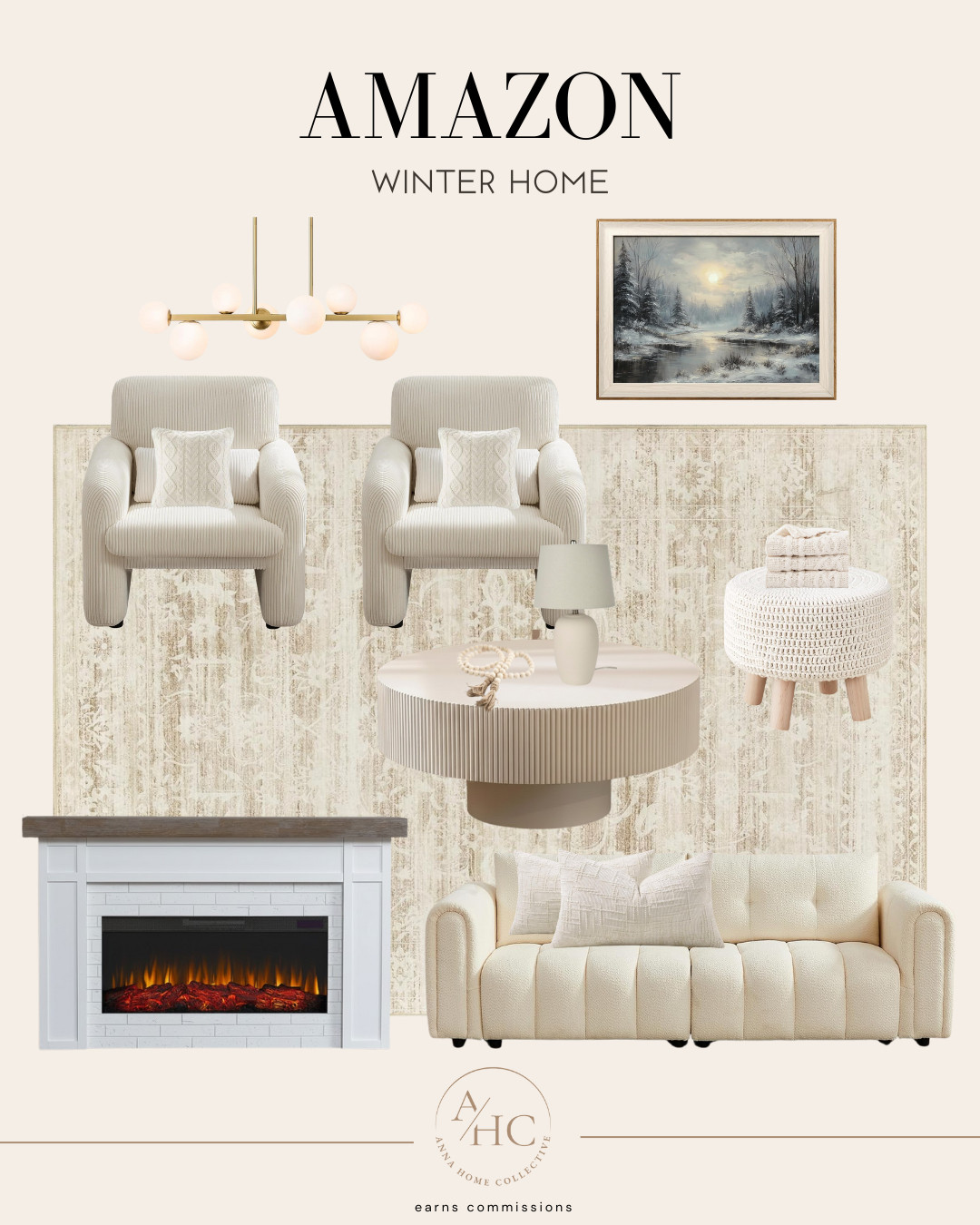 Neutral Amazon winter home finds for a calm, cozy seasonal refresh. // Amazon, Amazon Finds, Amazon Winter, Amazon Home, Amazon Home Decor, Amazon Home Finds, Amazon Home Decor Finds, Amazon Home Must Haves, Amazon Home Essentials, Home Inspo, Amazon Home Furniture, Amazon Sofa, Electric Fireplace, Chandelier, Table Lamp, Area Rug, Coffee Table, Ottoman Pouf, Accent Chair, Throw Pillows, Throw Blanket, Chandelier, Decorative Vase, Scented Candles, Wall Art 

 #LTKmomlife #LTKSeasonal #LTKHome