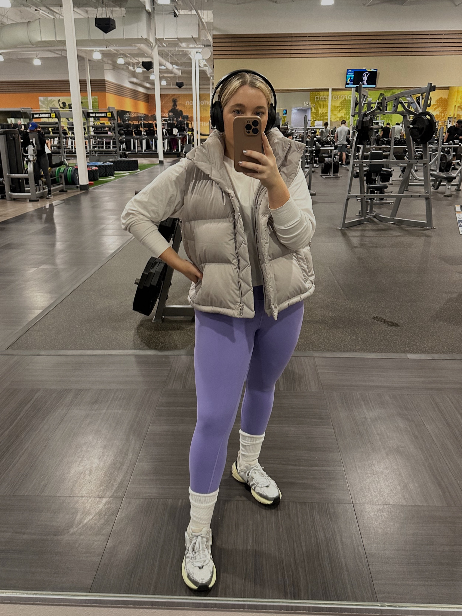 Midsize gym fit. Size 12 wunder train leggings. Wunder puffer vest  size 14. Cotton long sleeve t-shirt still 15% off no code needed  

#LTKfitness #LTKmidsize #LTKsalealert
