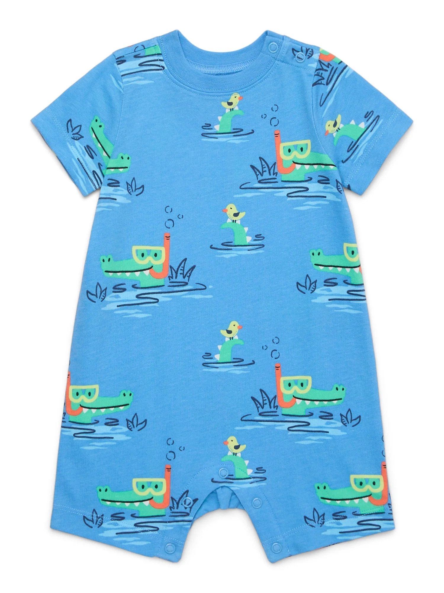 Garanimals Baby Boy Short Sleeve Jersey Print Romper, Sizes 0-24 Months - Walmart.com | Walmart (US)